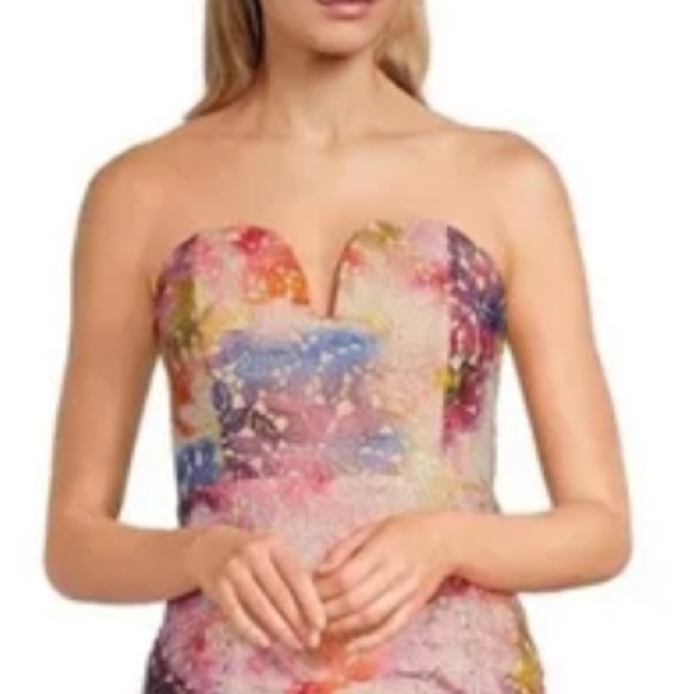 Badgley Mischka Belle by Badgley Mischka Stella Strapless Midi Dress NWT - Picture 4 of 16